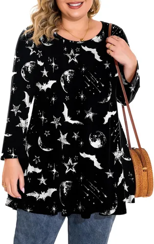 Vista 23 de BELAROI Blusas tipo túnica de manga 3/4 para mujer, talla grande, cómoda para usar con leggings, estilo casual 5-Winered