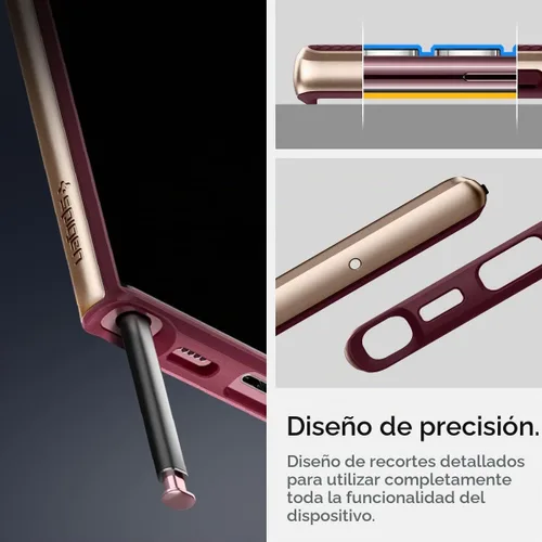 Vista 7 de Spigen - Funda Neo Hybrid diseñada para Galaxy S22 Ultra (2022), color burdeos Borgoña