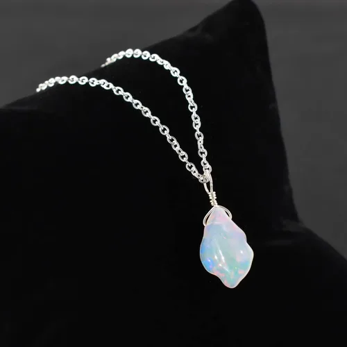 Vista 2 de Collar con colgante delicado de piedras preciosas crudas para mujer, piedra natal natural, joyería hecha a mano, cristal curativo de chakras, cadena