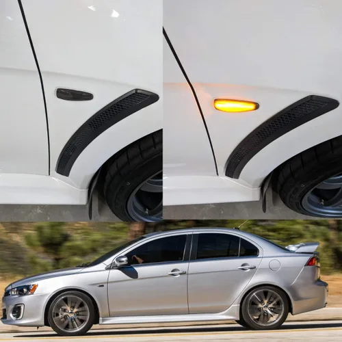 Vista 8 de Luz de marcador lateral ámbar secuencial LED para Mitsubishi Lancer Evolution X Mirage Outlander Sport Front Side Fender Turn Signal Repeater