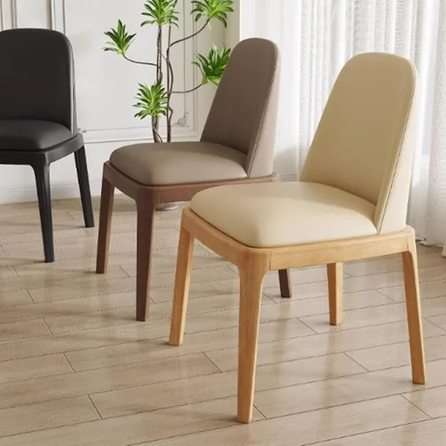 Vista 3 de Juego de 2/4 sillas de comedor, sillas de comedor de madera, silla tapizada para sala de estar, silla de vestíbulo sin brazos con respaldo curvo