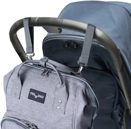 Vista 8 de Mr. Peanut's Tili Dili - Mochila de pañales prémium con puerto de carga USB, PlatinoGris, Mochila