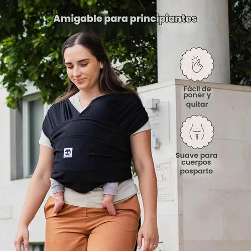 Vista 3 de CuddleCarry - Anillo para bebé preenvuelto, recién nacido a niño de 8 a 35 libras, color negro