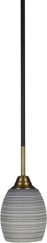 Vista 140 de Toltec Lighting Paramount - Mini colgante de 1 luz en acabado negro mate con cristal de arte perla de 7 pulgadas y estilo negro