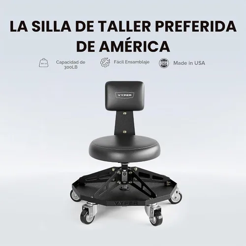 Vista 3 de Vyper - Silla deportiva de acero resistente para mecánica, asiento negro