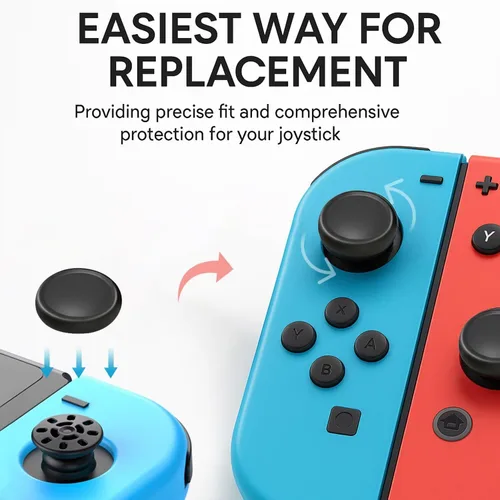Vista 7 de Ferkurn Joystick Replacement Cap Thumb Grip Compatible with Switch Joycon Switch OLED& Lite, Joycon Grip Button Stick Cover Controller 3D Analog