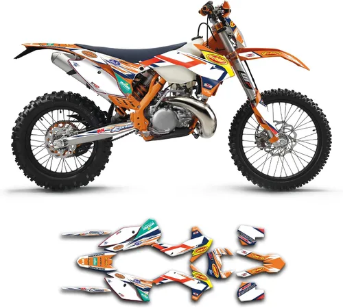 Vista 17 de Kit de calcomanías personalizadas para 125 200 250 300 350 450 500 EXC EXC-F XCW XC-W XCF-W 2014 2015, negro y azul, KTEXCW1416001-KR