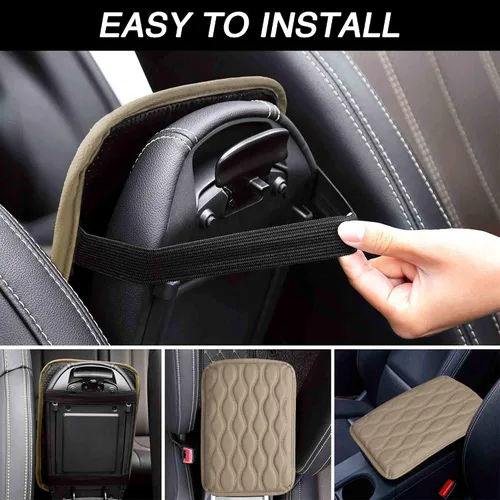 Vista 4 de WINKA Almohadilla de consola central para automóvil, protector de caja de asiento para reposabrazos de automóvil, cojín de codo relajante (beige)
