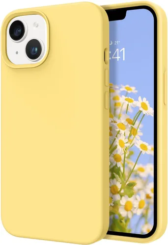 Vista 18 de DOMAVER Funda de silicona líquida para iPhone 14 para mujeres y hombres, cojín de forro de microfibra de goma, funda suave a prueba de golpes