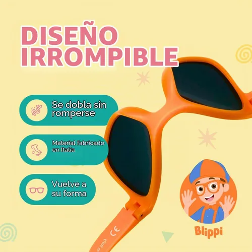 Vista 4 de Blippi Gafas de sol – Gafas polarizadas irrompibles para niños activos – Protección UV sin BPA Blippi Naranja