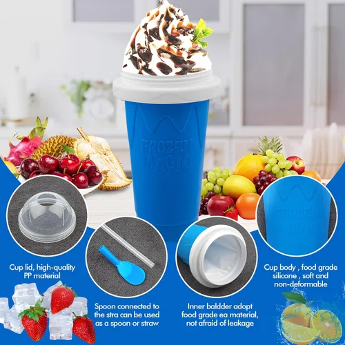 Vista 5 de Taza de Fabricante de Granizado, Juego de Tazas de Granizado DIY Mágicas de Apretar, Tazas de Apretar Portátiles para Jugos, Leche y Helados, Taza