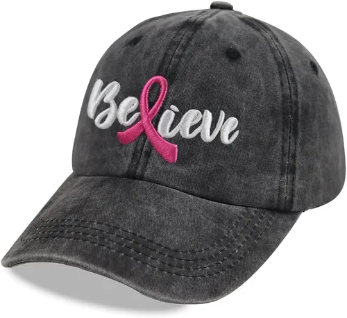Vista 2 de SHANVANKE Gorra de béisbol bordada ajustable con logotipo de cinta rosa con logotipo de algodón para mujer