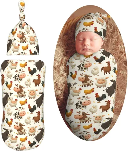 Vista 10 de Manta de bebé para recién nacido con gorro, saco de dormir suave para bebé, elástico y ajustable, mantas para recibir
