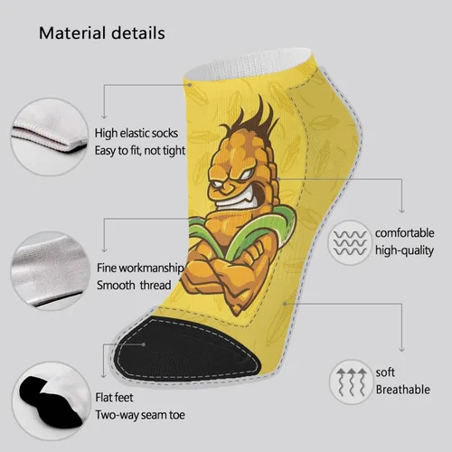 Vista 6 de devor Womens Cotton Socks Hidden Sock Women Cotton Ankle Socks Humor Angry Corn Socks