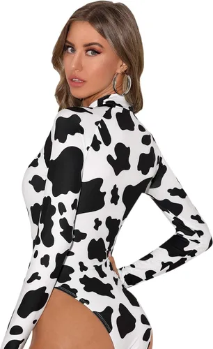 Vista 2 de SweatyRocks Enterizo básico de manga larga con cuello alto sólido para mujer
