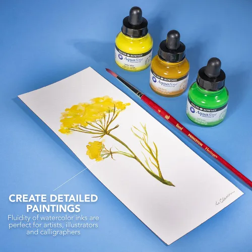 Vista 5 de Daler-Rowney Aquafine - Tinta de acuarela azul Phthalo de 1.0 fl oz, tinta líquida versátil para acuarelas para artistas y estudiantes, uso