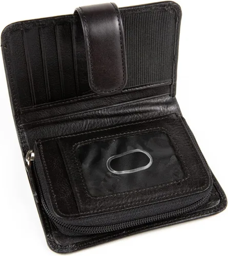 Vista 6 de WalletBe Cartera RFID de acordeón de cuero para mujer con monedero Negro - contemporáneo