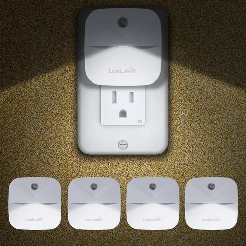 Vista 7 de LuxLumin – Luz nocturna LED enchufable en la pared con sensor inteligente de atardecer a amanecer, encendido y apagado automático, luz nocturna
