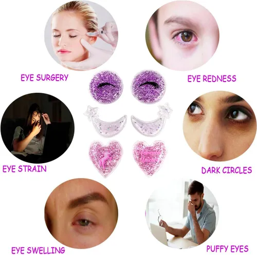 Vista 3 de Paquete de hielo de gel para ojos, almohadilla refrescante para los ojos, máscaras refrescantes para los ojos, tratamiento caliente y frío