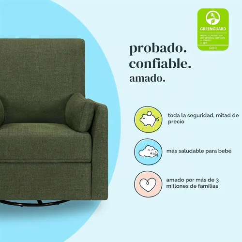 Vista 5 de DaVinci Carter's Ethan - Sillón reclinable giratorio, lino verde bosque