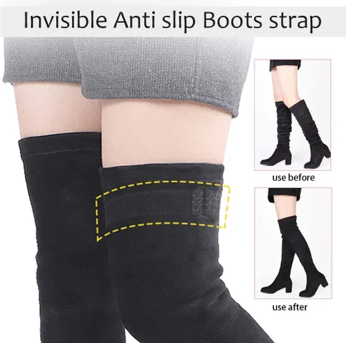 Vista 2 de KIKIGOAL 2 pares de correas para botas de rodilla con 20 correas elásticas ajustables de velcro, cómodas y fáciles de usar, mantienen las botas sin