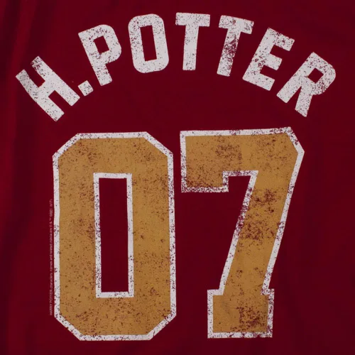 Vista 3 de Camiseta y pegatinas para adultos de Quidditch No. 7 de Harry Potter Impresión frontal, Rojo