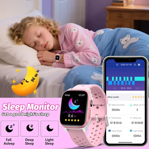Vista 4 de Reloj para niños con 140 modos deportivos, rastreador de fitness para niños de 1.5 pulgadas, reloj inteligente para niñas, no requiere