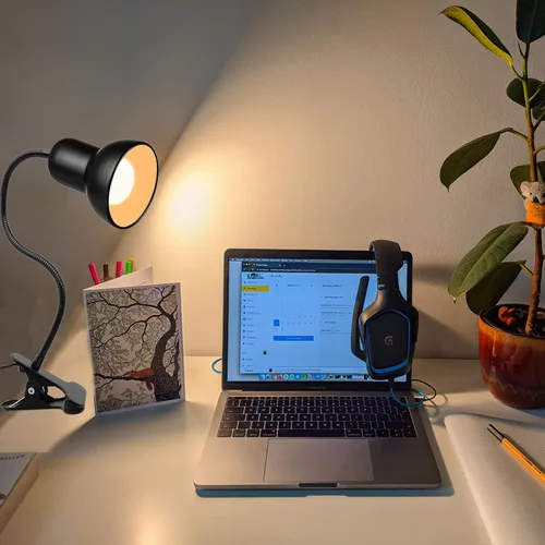 Vista 6 de Lámpara de escritorio, 360 ° Rotación Clip en la lámpara, Clip en la luz de lectura, Cuello de cisne Lamp-On Cable, Clip portátil en la luz