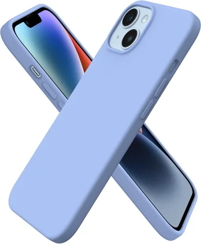Vista 11 de ORNARTO Funda para iPhone 14 de 6.1 pulgadas, cubierta delgada de silicona Azul bebé