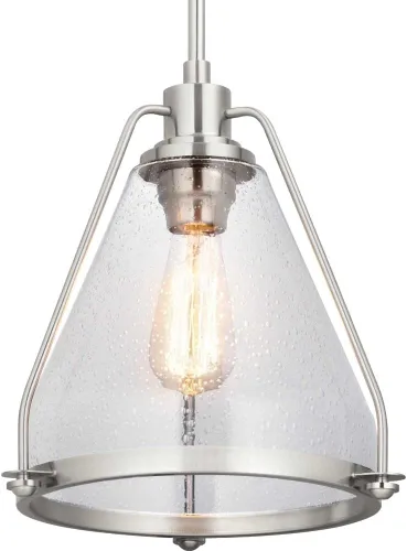 Vista 2 de Progress Lighting Range Collection - Lámpara colgante costera de cristal transparente con semillas, color grafito, negro