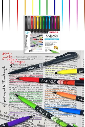Vista 4 de Zebra Sarasa - Kit de marcado bíblico (12 unidades)