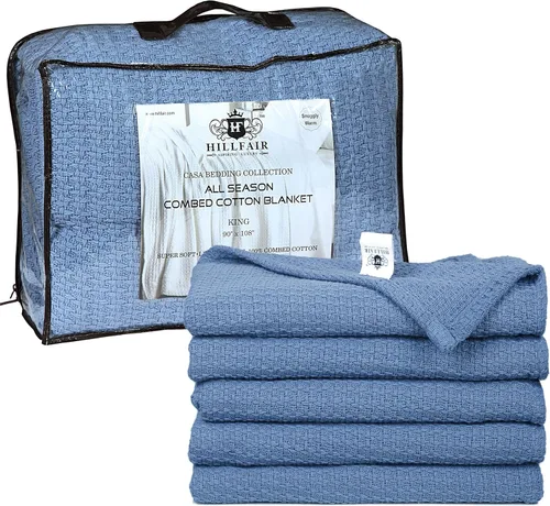 Vista 15 de HILLFAIR Manta 100% algodón peinado, manta de cama Twin XL, suave, acogedora, cálida, mantas multipropósito para decoración del hogar de lujo, 66 x