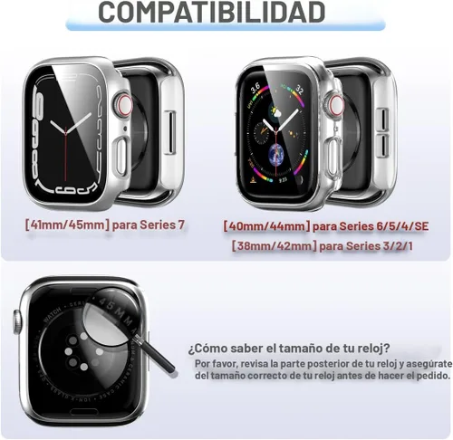 Vista 2 de 6 Pack de fundas rígidas de PC con protector de pantalla de vidrio templado para Apple Watch 40mm SE 3/SE (2ª Gen) Series 6/SE/5/4, Rontion - Funda