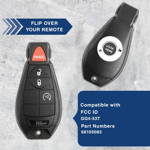 Vista 5 de KeylessOption Alarma remota de llave de coche sin llave para Ram 1500, 2500, 3500 GQ4-53T