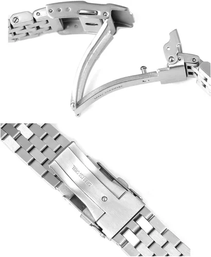 Vista 6 de Silver Engineer - Correa de reloj de acero inoxidable de 0787in con acabado cepillado de tornillo correa de repuesto de metal sólido para hombres