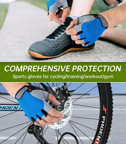 Vista 5 de WULI Guantes de ciclismo de medio dedo para hombres y mujeres, guantes de fitness para ciclismo, transpirabilidad, equipo de yoga antideslizante