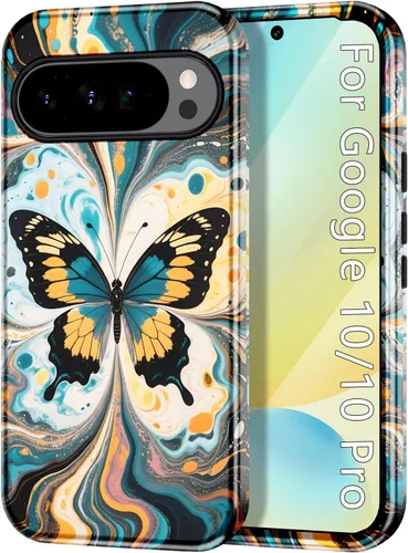 Vista 14 de Btscase Funda para Google Pixel 9 Pro 2024 [grado militar a prueba de golpes] elegante patrón de mármol delgado protector 3 capas de policarbonato