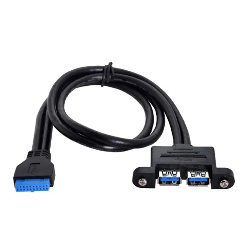 Vista 10 de chenyang USB 3.0 Cabezal de panel frontal 2 macho a 2 USB 3.0 hembra Panel Cable de extensión 0.5M con orificios de montaje en panel