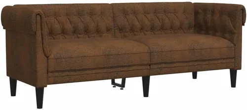 Vista 5 de vidaXL Juego de sofá - 2 y 3 plazas - Tela marrón - Sillón moderno para sala de estar