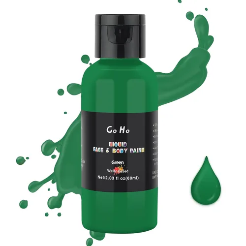 Vista 15 de Go Ho Pintura facial y corporal negra líquida (2.1 onzas), maquillaje negro a base de agua y pintura corporal para aerógrafo maquillaje especial FX