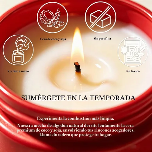 Vista 4 de Homsolver Vela perfumada de canela de manzana de 7 onzas, vela navideña para otoño, invierno y Navidad para el hogar, mezcla de cera de soja de coco