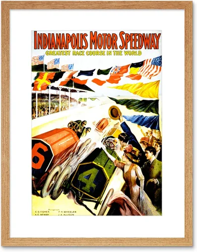 Vista 5 de The Art Stop Sport Race Indianapolis Motor Speedway Car Flag Indy 500 Impresión enmarcada B12X11273
