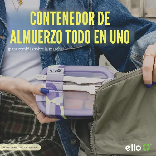 Vista 6 de Ello Juego de 2 contenedores de almacenamiento de alimentos de plástico para lonchera, tipo Bento, con tapas de plástico herméticas, a prueba
