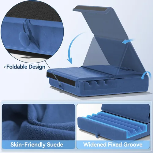 Vista 6 de KDD - Soporte de almohada para tablet, soporte plegable para iPad para regazo, cama y escritorio - Base para tablet con almohadilla suave y soporte