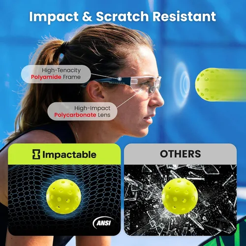 Vista 3 de Gafas de seguridad ligeras de pickleball para hombres y mujeres Negro