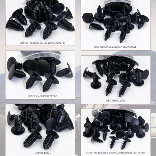 Vista 5 de 160 piezas de clips de retención de guardabarros estilo árbol de Navidad 6mm/7mm/8mm/9mm/10mm/11mm de nylon, surtido universal de cierres
