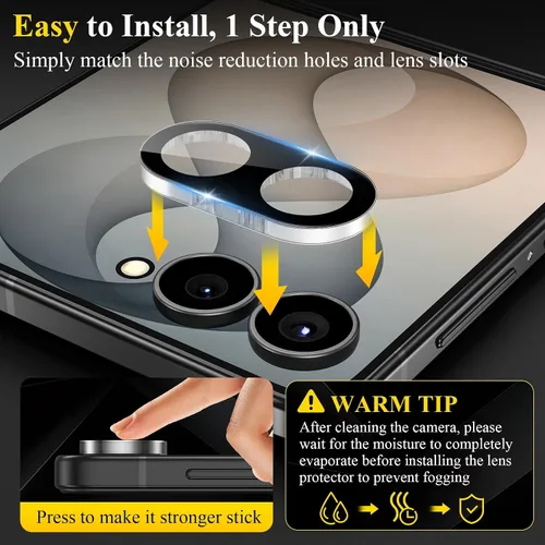 Vista 4 de Paquete de 4 protectores de lente de cámara compatibles con Samsung Galaxy Decoración de la cubierta de lente de cámara de vidrio templado 9H