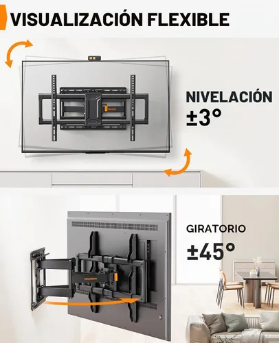 Vista 5 de Perlegear Soporte de pared para TV de movimiento completo para televisores