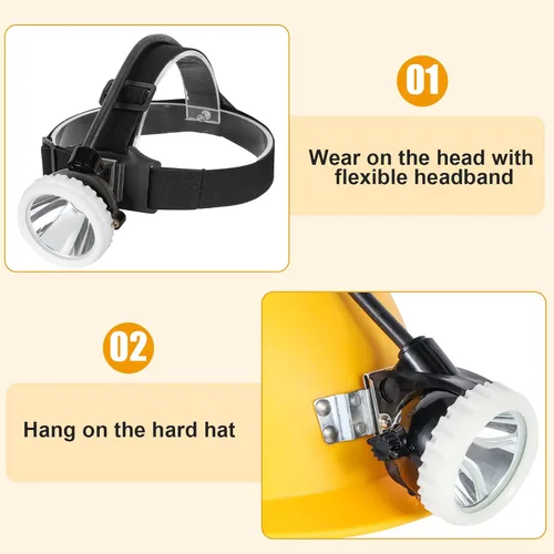 Vista 7 de Linterna frontal de minería LED superbrillante KL6M.H, lámpara de casco recargable de alto lúmen con paquete de batería, resistente a explosiones