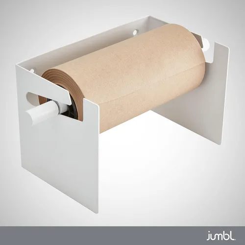 Vista 6 de Jumbl Dispensador de papel kraft montado en la pared de 8 pulgadas Rollo de papel colgante con cortador para cocina, sala de bricolaje, oficina